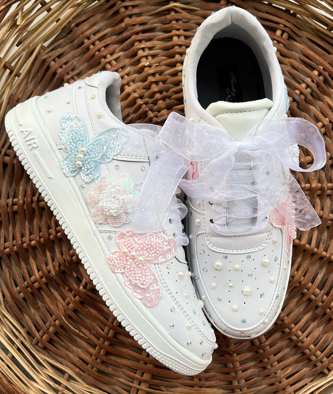 Lywire Luxe White Pearl Bridal Sneakers β Handcrafted with Silver Touch for the Big Day!