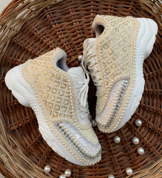 Lywire Elite Pearlwork Ivory Wedding Sneakers β Classy & Stylish ππ°