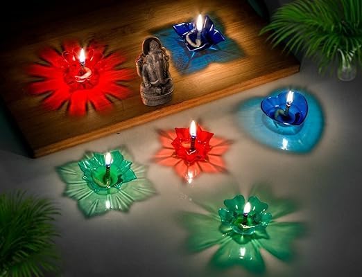 Lywire™ High-Quality💎 3D Shadow Diya Set (4/12/24 Pack) – Reusable & Colourful 🪔