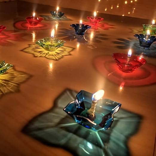 Lywire™ High-Quality💎 3D Shadow Diya Set (4/12/24 Pack) – Reusable & Colourful 🪔