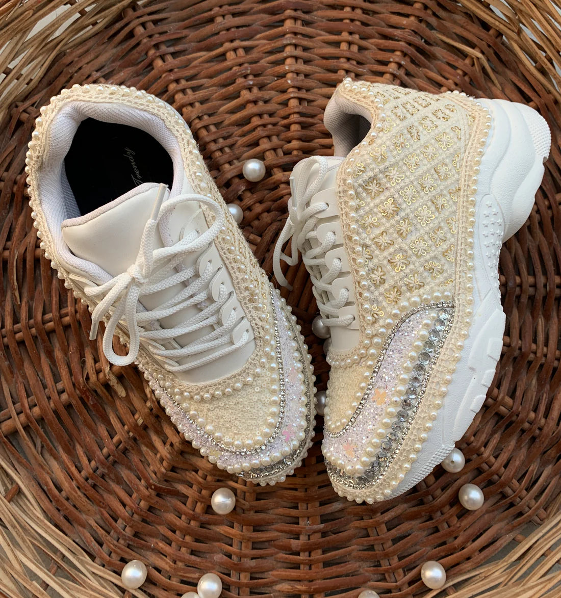 Lywire Elite Pearlwork Ivory Wedding Sneakers β Classy & Stylish ππ°