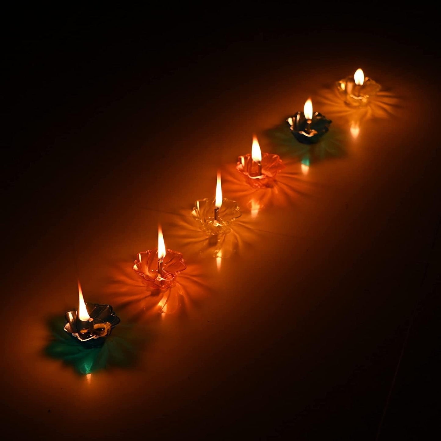 Lywire™ High-Quality💎 3D Shadow Diya Set (4/12/24 Pack) – Reusable & Colourful 🪔