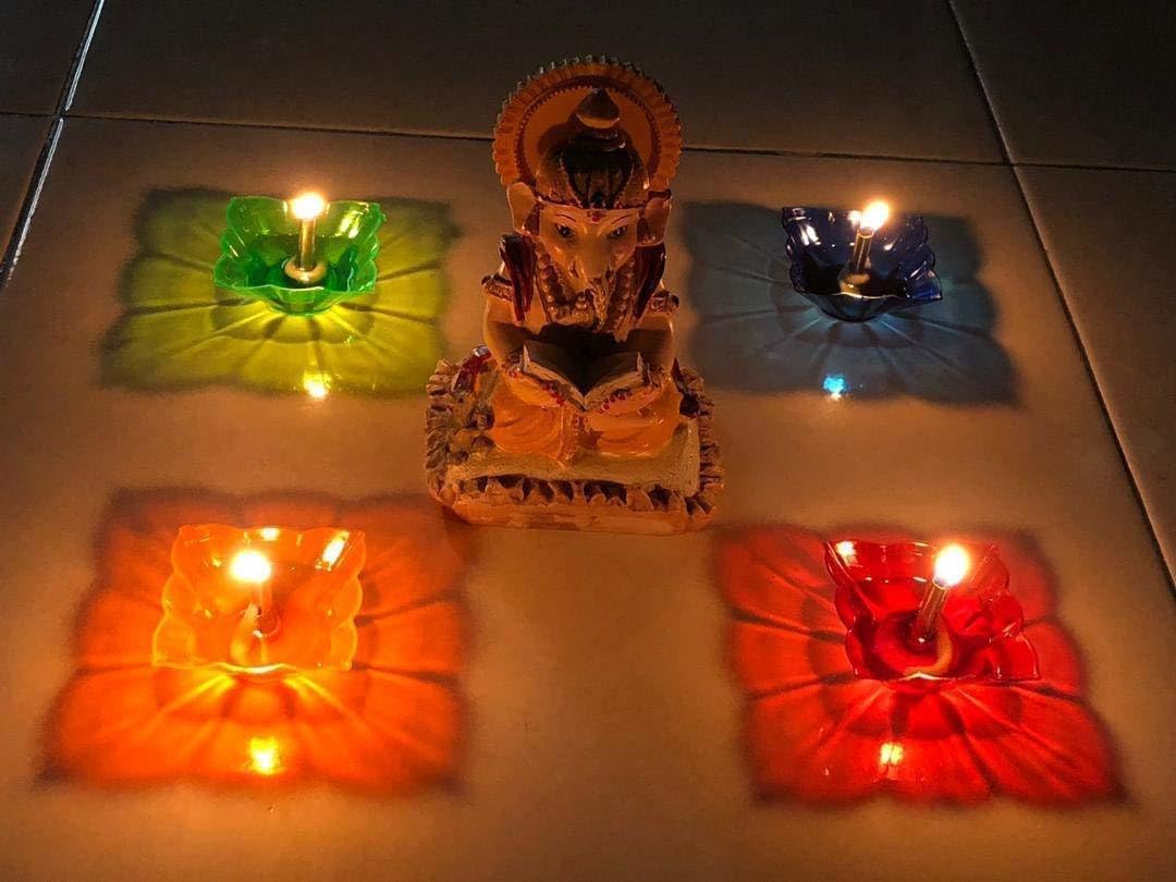 Lywire™ High-Quality💎 3D Shadow Diya Set (4/12/24 Pack) – Reusable & Colourful 🪔
