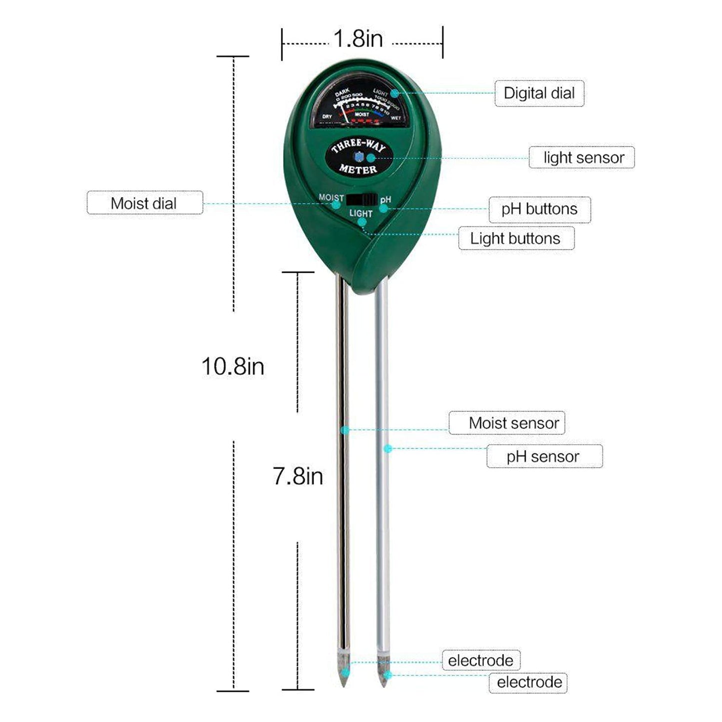 Lywire Premium 3-in-1 Soil Tester β High-Quality pH Meter & Moisture Sensor for Indoor & Outdoor Gardening π±πΏ