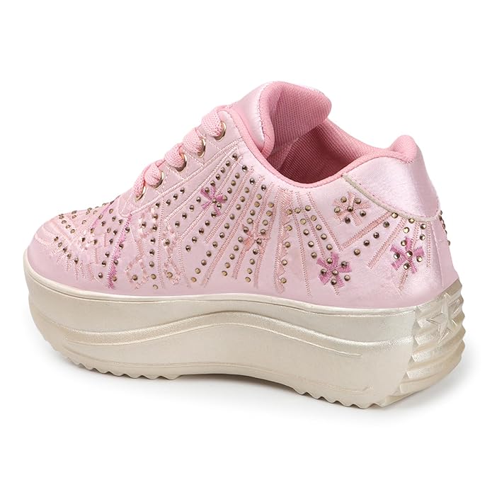 Lywire Premium Wedding Party Pink Sneakers for Women β Shine Bright!