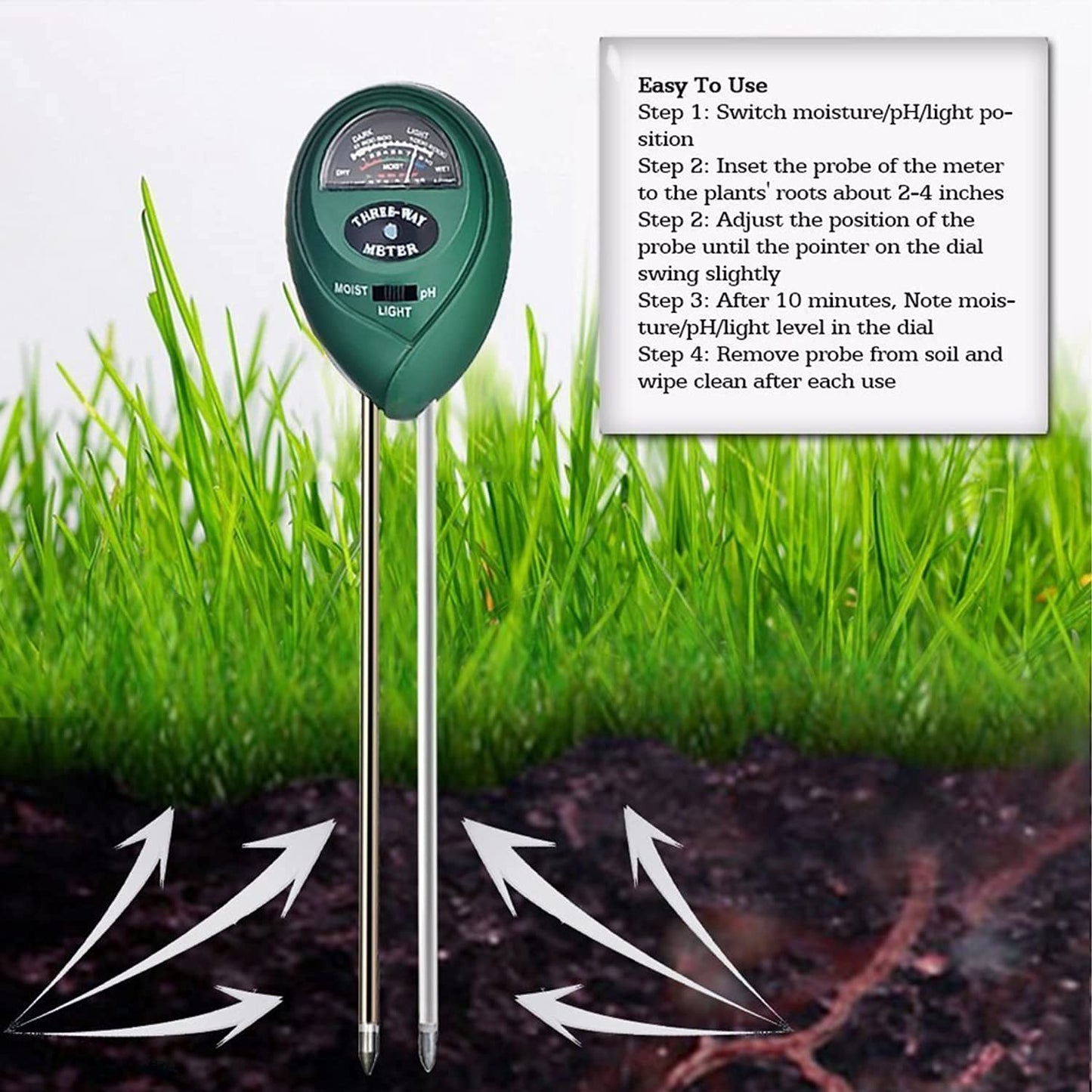 Lywire Premium 3-in-1 Soil Tester β High-Quality pH Meter & Moisture Sensor for Indoor & Outdoor Gardening π±πΏ