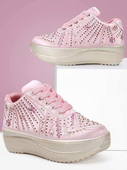 Lywire Premium Wedding Party Pink Sneakers for Women β Shine Bright!
