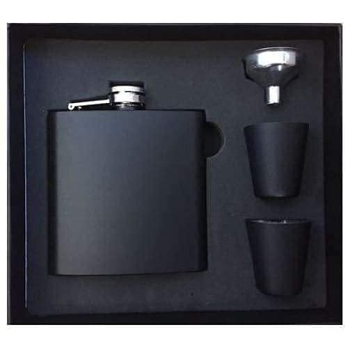 Stainless Steel and Stitched Leather Hip Flask