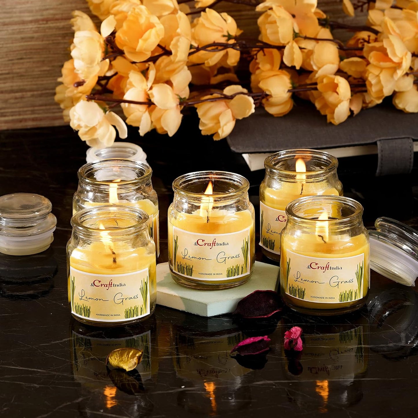 Lywire™ 🕯️ Original Lemongrass Fragrance Mini Jar Candle Set of 5 – Luxury in Every Burn