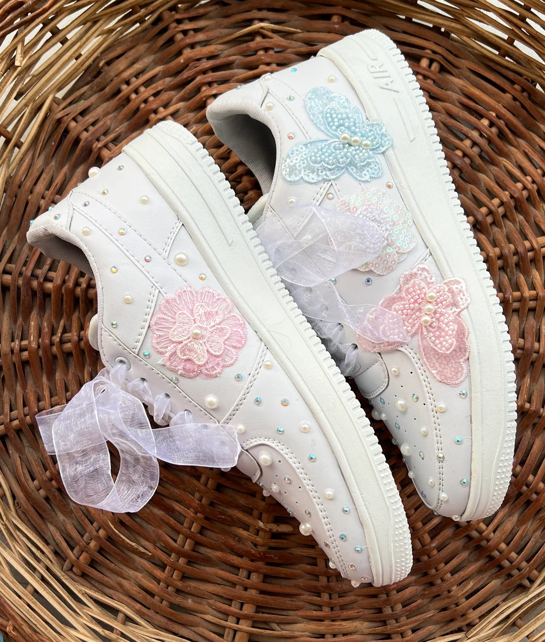 Lywire Luxe White Pearl Bridal Sneakers β Handcrafted with Silver Touch for the Big Day!