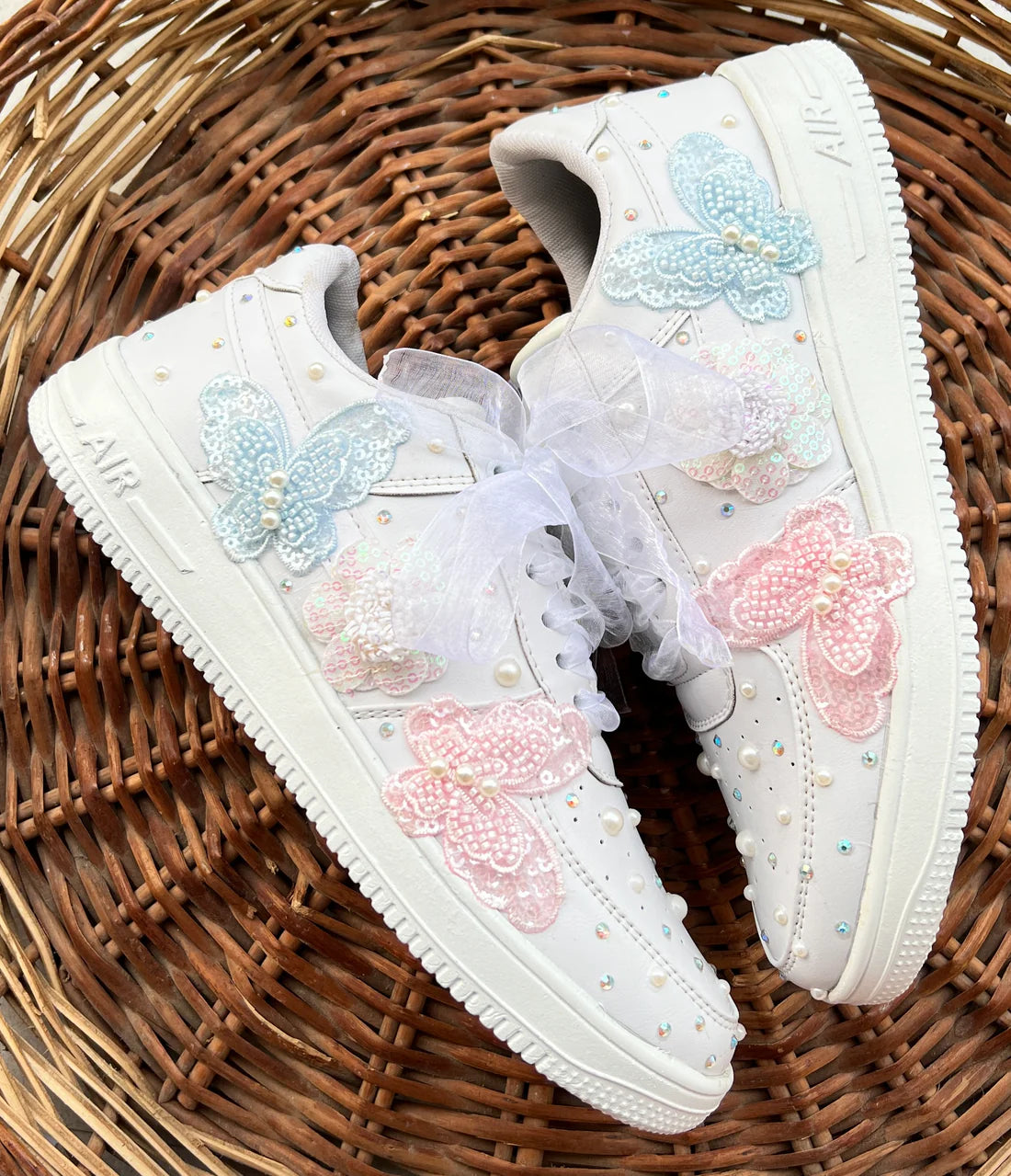 Lywire Luxe White Pearl Bridal Sneakers β Handcrafted with Silver Touch for the Big Day!