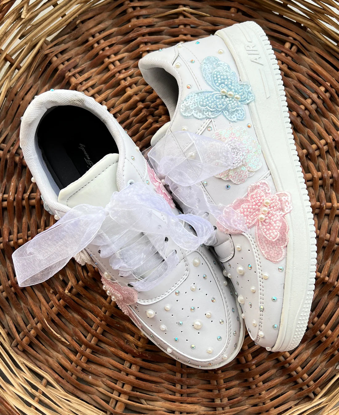 Lywire Luxe White Pearl Bridal Sneakers β Handcrafted with Silver Touch for the Big Day!