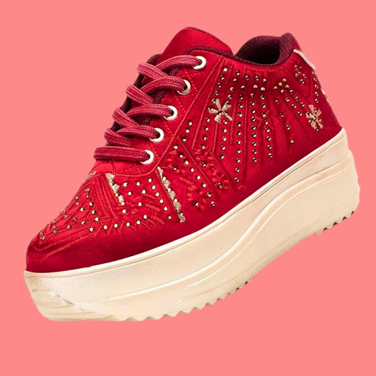 Lywire Elegant Red Sneakers for Women β Dazzle at Every Wedding Party!