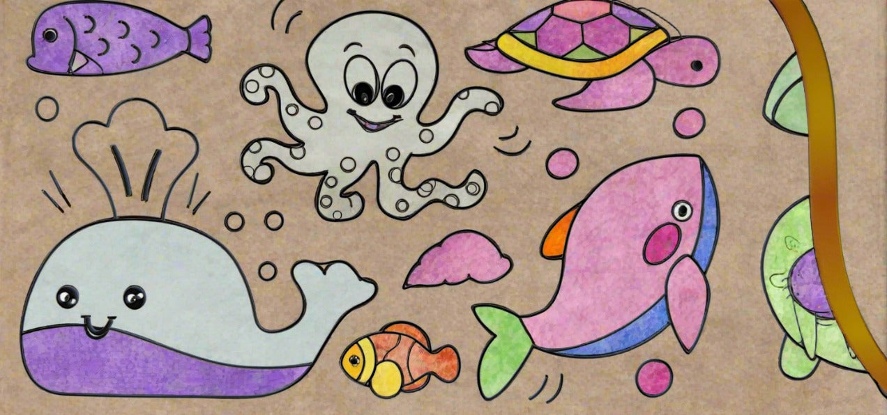 Restick doodle art graffiti drawing art roll by lywire with ocean creatures design
