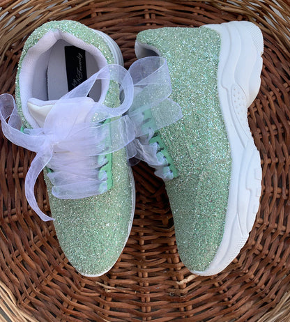 Sage Green Glitter Bridal Sneakers