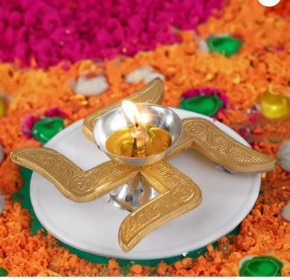 Lywire™ 🌺 Original Brass Swastik Diya | Exquisite Design for Spiritual Ambiance!