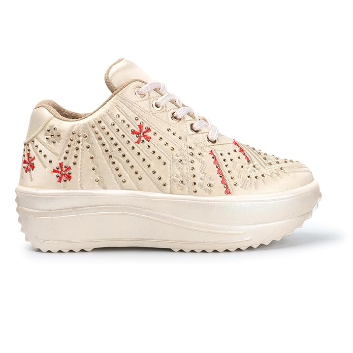 Lywire Stylish Golden Sneakers for Women – Wedding Party Perfection!