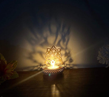 Lywire™ 🪔 Lord Ganesha & Laxmi Authentic Spiritual Elegance! Shadow Tea Light Holder