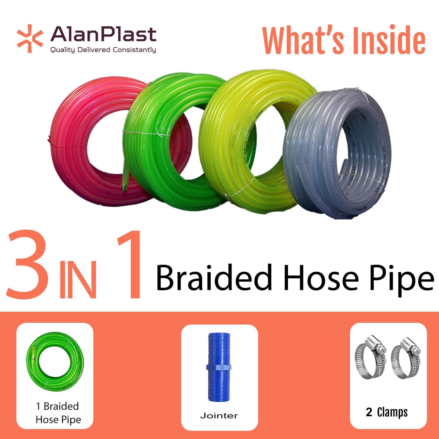 Alanplast Premium 3-Layer Braided Water Hose Pipe – Heavy-Duty & Durable Flexible Pipe