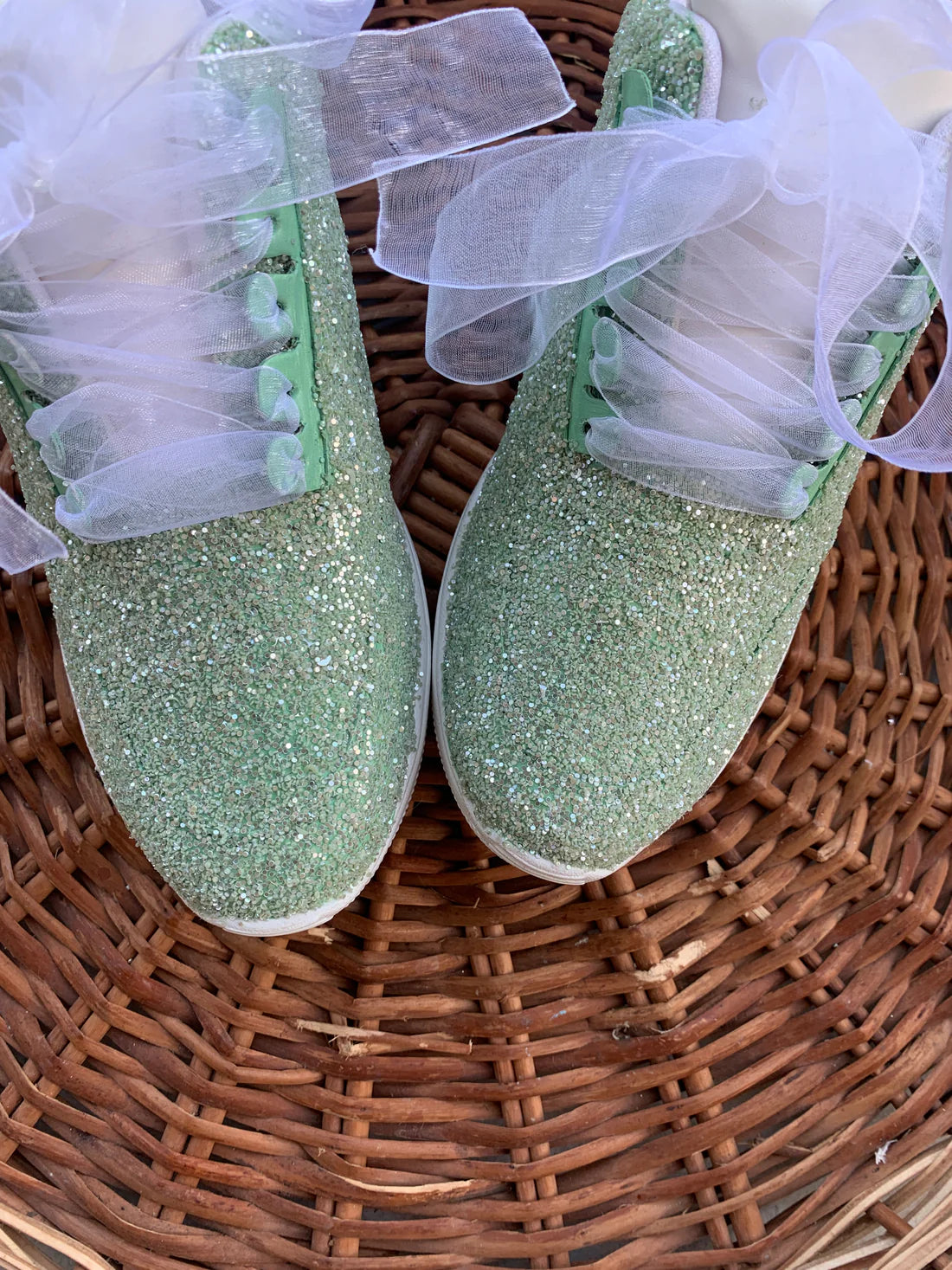 Sage Green Glitter Bridal Sneakers