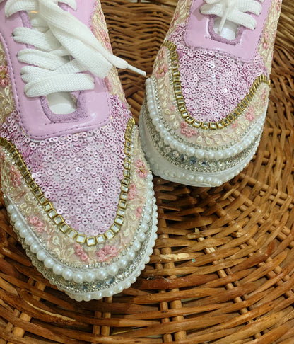 Handcrafted Lavender & Purple Floral Bridal Sneakers