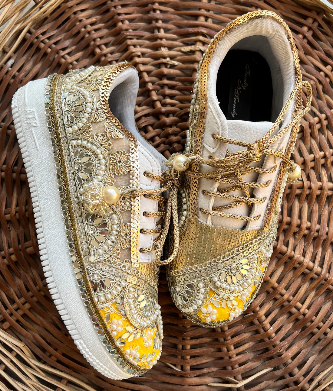 Gold & Yellow Hand-Embellished Bridal Sneakers