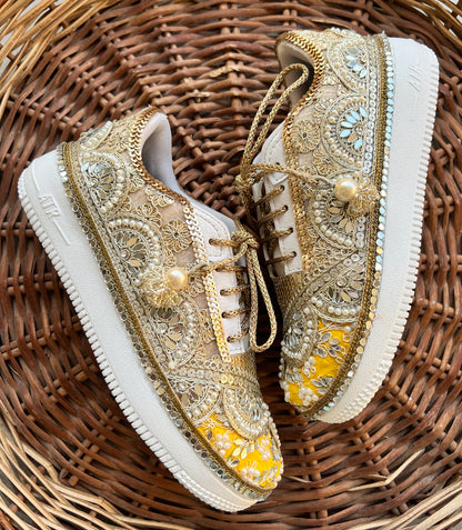 Gold & Yellow Hand-Embellished Bridal Sneakers