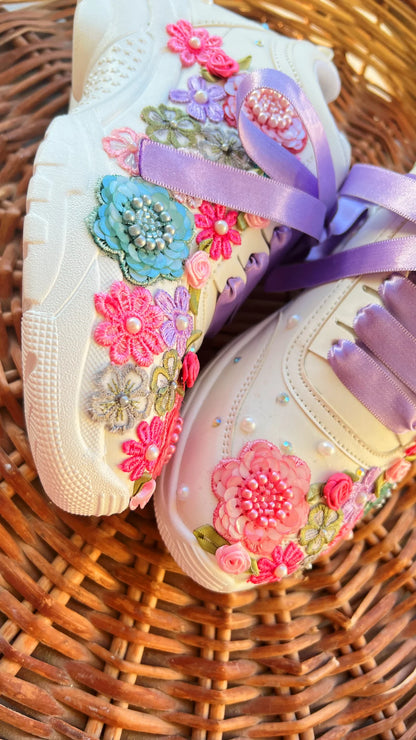 Lywire Floral Embroidery Bridal Sneakers – A Perfect Blend of Style & Comfort for Brides!