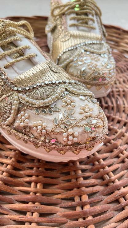 Luxe Gold Hand-Embellished Bridal Sneakers