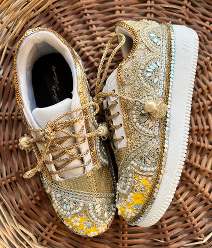 Gold & Yellow Hand-Embellished Bridal Sneakers