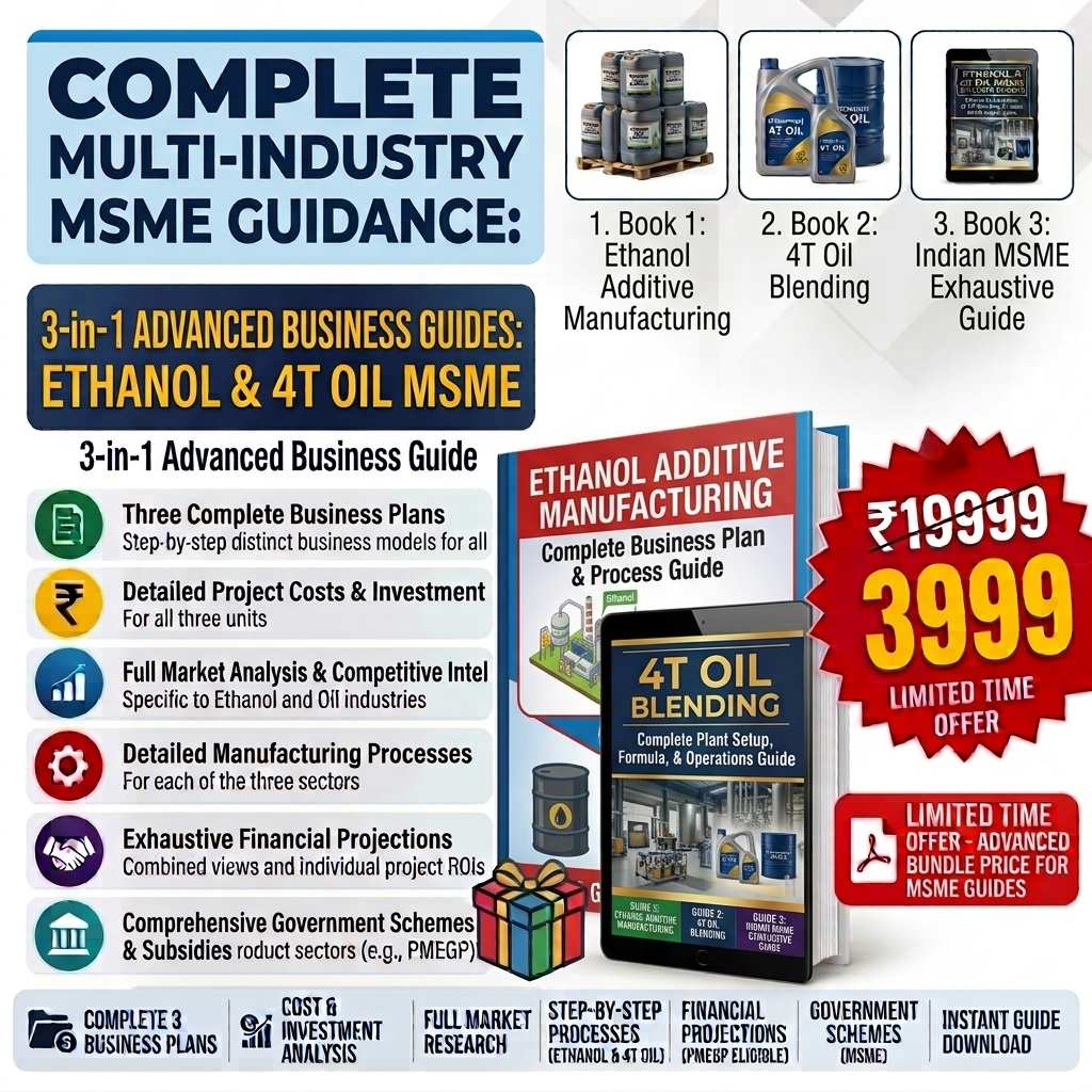 Ethanol Oil Additive plus 4T Oil MSME Business with Subsidy