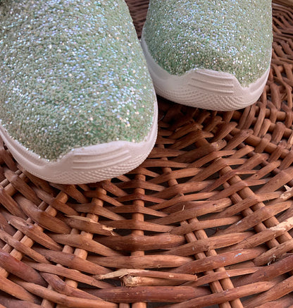 Sage Green Glitter Bridal Sneakers