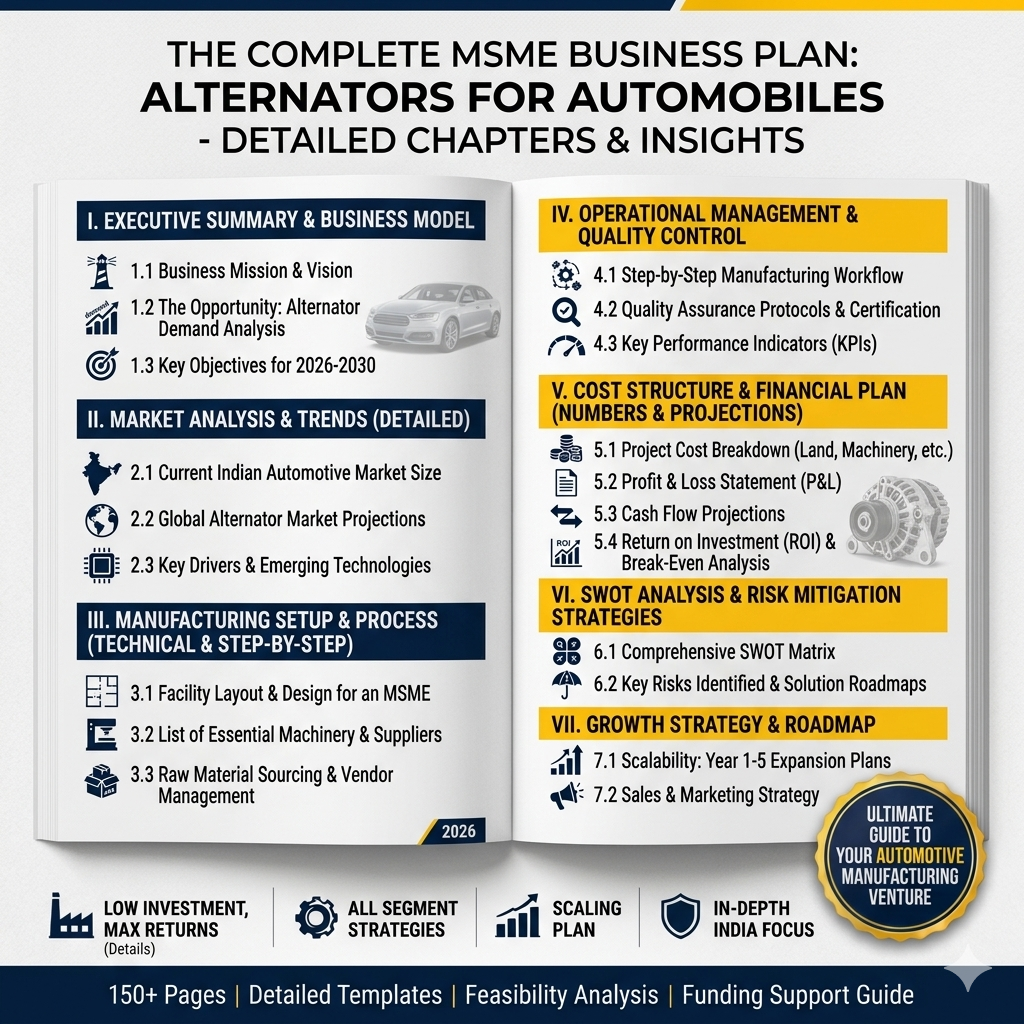 ALTERNATORS FOR AUTOMOBILES Complete MSME Business Plan 2026 Tomaque