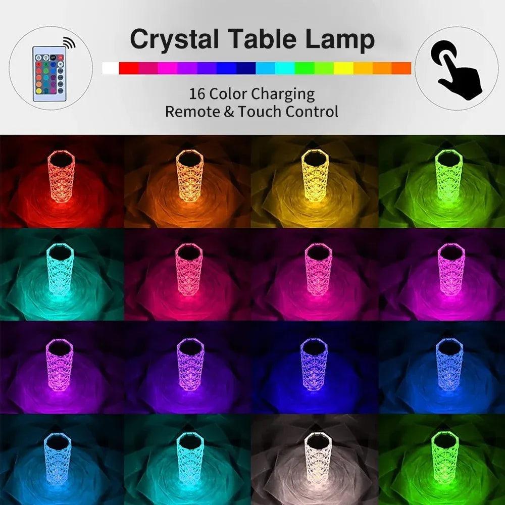 Lywire™ 💎 High-Quality 16-Color Changing Rose Crystal Diamond Lamp – Add a Touch of Luxury to Your Home!