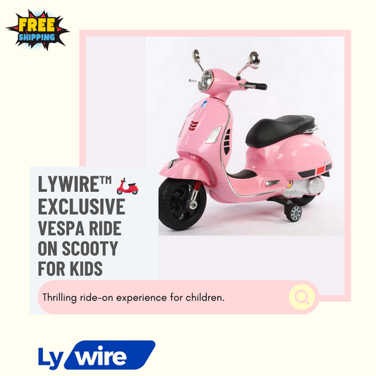 Lywire™ 🛵 Exclusive Vespa Rideon Scooty for Kids (3-8 Years) – Rechargeable & Premium Quality!