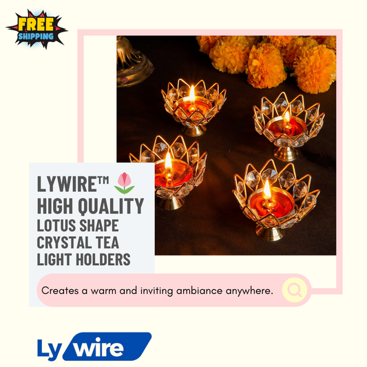 Lywire™ 🌷 High Quality Lotus Shape Crystal Tea Light Holders - Set of 4!