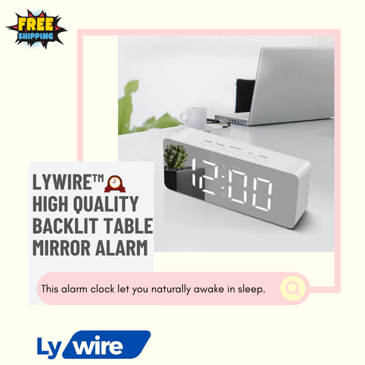 Lywire™🕰️ High Quality Backlit Table Mirror Alarm – Smart & Elegant!💡