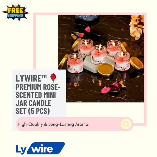 Lywire™ 🌹 Premium Rose-Scented Mini Jar Candle Set (5 Pcs) – High-Quality Aromatherapy Bliss!