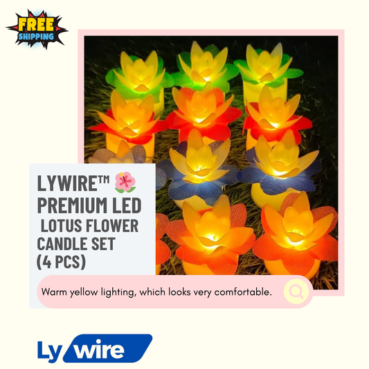 Lywire™ 🌺 Premium LED Lotus Flower Candle Set (4 Pcs) - High-Quality Diwali Decor!