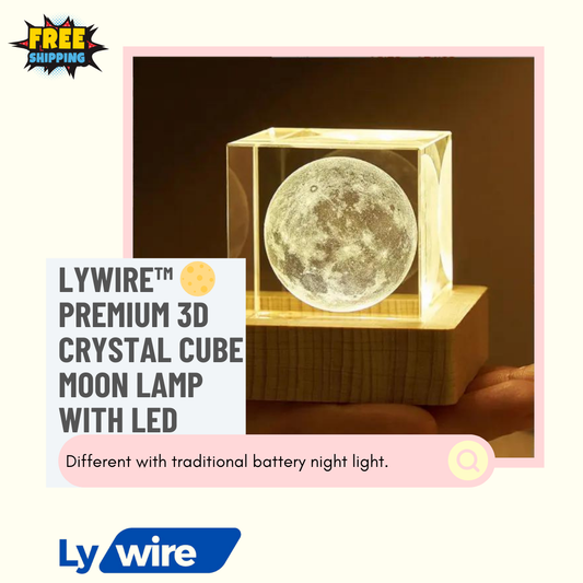 Lywire™ 🌕 Premium 3D Crystal Cube Moon Lamp with LED - Perect Gift for Home Decor!