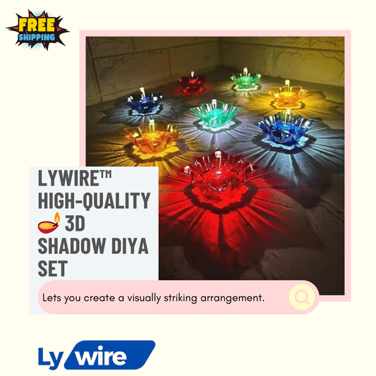 Lywire™ High-Quality💎 3D Shadow Diya Set (4/12/24 Pack) – Reusable & Colourful 🪔