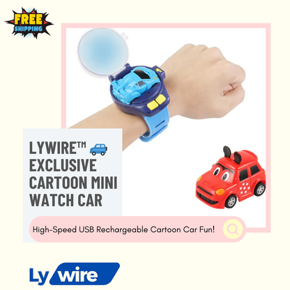 Lywire™ 🚙 Exclusive Cartoon Mini Watch Car – Premium USB Rechargeable Remote Control Toy for Kids