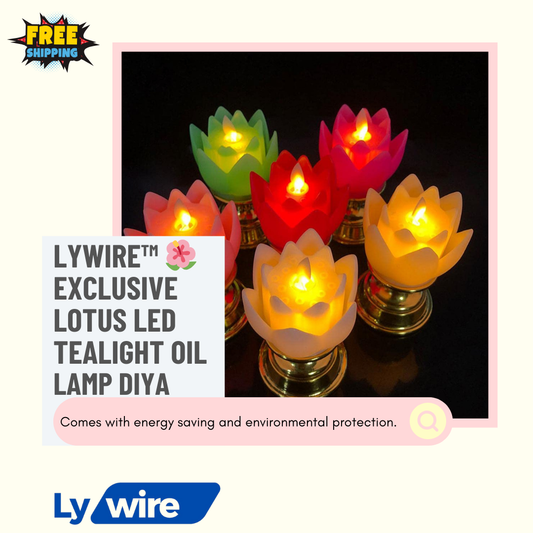 Lywire™ 🌺 Exclusive Lotus LED Tealight Oil Lamp Diya – Illuminate Your Space with Elegance!