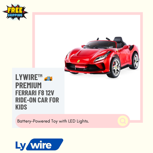 Lywire™ 🏎️ Premium Ferrari F8 TRBITUO 12V Ride-On Car for Kids – High-Quality & Original Joyride!