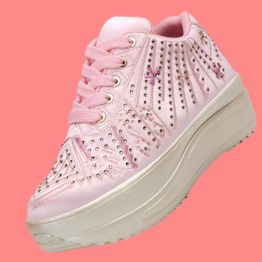 Lywire Premium Wedding Party Pink Sneakers for Women – Shine Bright!