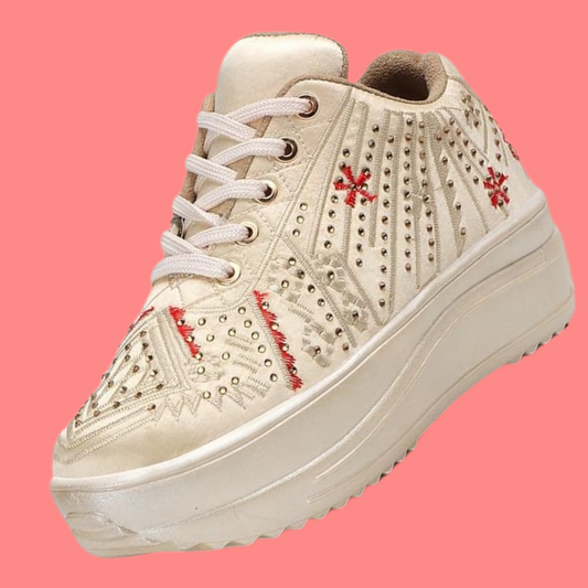 Lywire Stylish Golden Sneakers for Women – Wedding Party Perfection!