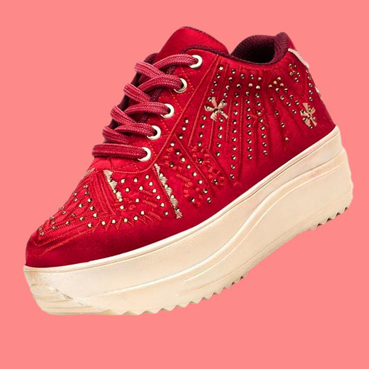 Lywire Elegant Red Sneakers for Women – Dazzle at Every Wedding Party!