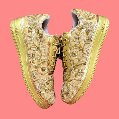 Lywire Original Handcrafted Gold Bridal Sneakers – Sparkle & Shine on Your Big Day!