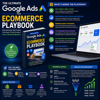 Google Ads funnel: Merchant Center feed optimization, Performance Max audience signals, value-based Smart Bidding, and retargeting workflows.
