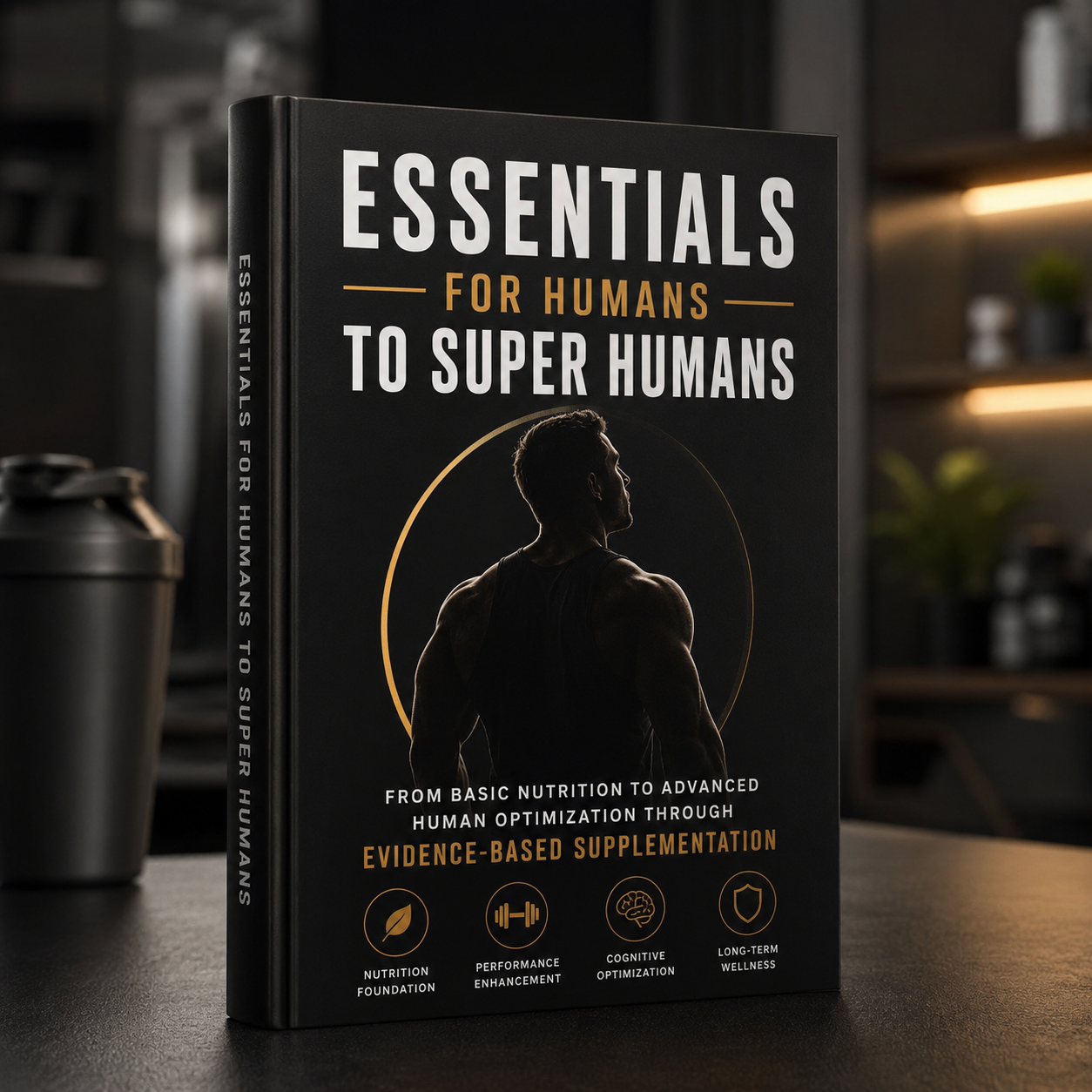 Essential for Humans to Super Humans book displaying themes of biohacking and human optimization.